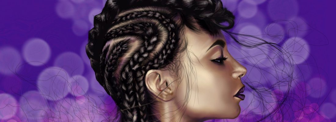 Profile of woman wearing braids